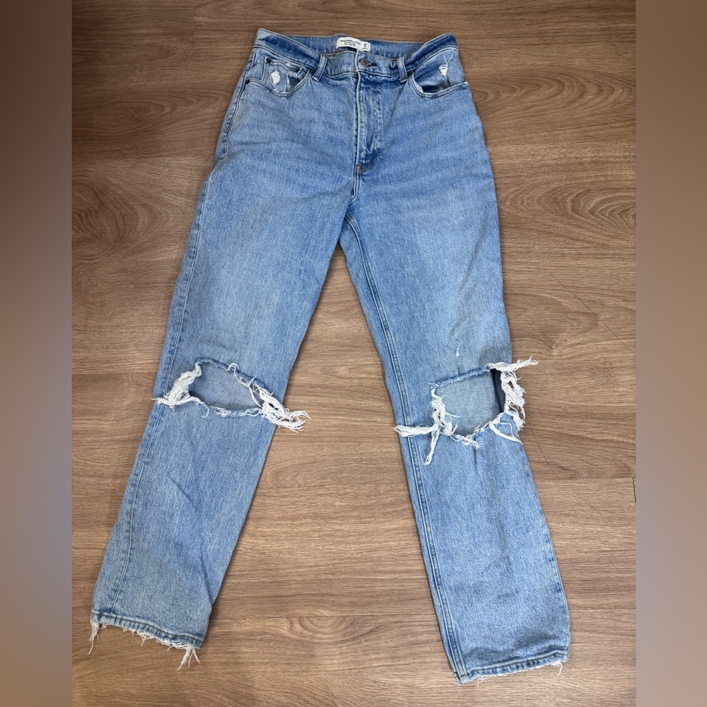 Abercrombie & Fitch Light Blue Distressed Boyfriend Jeans